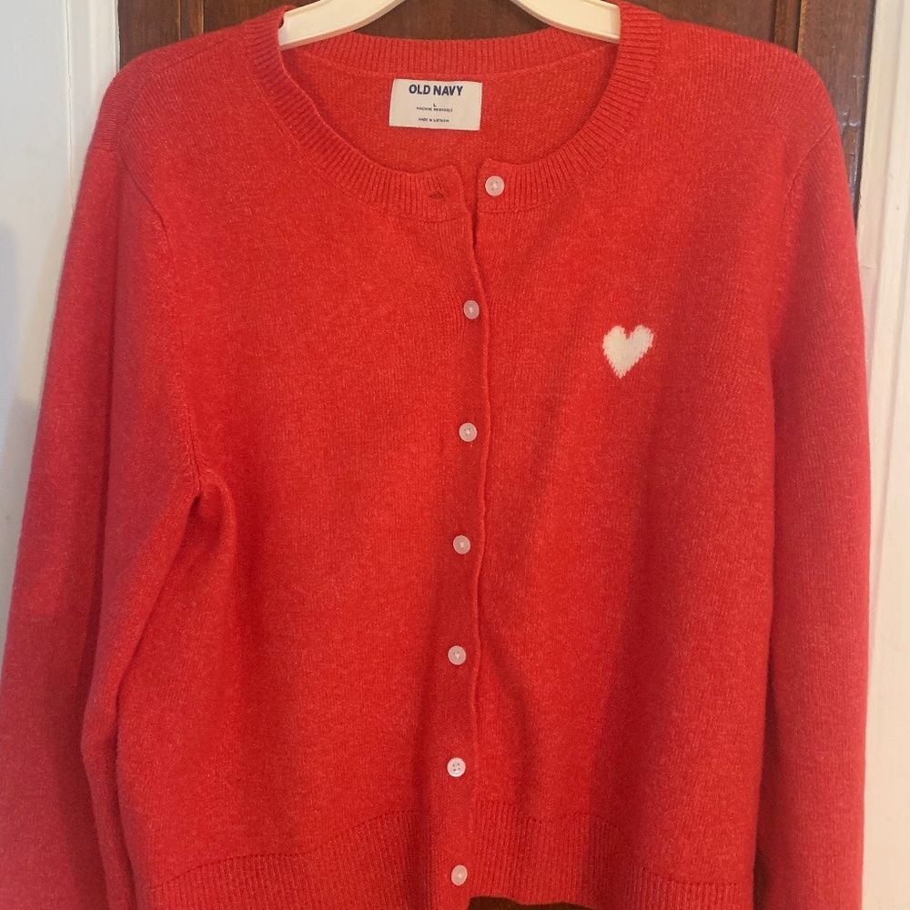 Crew neck, button-down cardigan